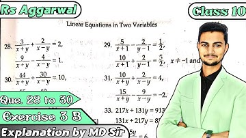 Ex 3B Q28 to Q30 Class 10 Rs Aggarwal |Linear Equation in 2 Variable| Chapter 3 | CBSE 2023 | MD Sir