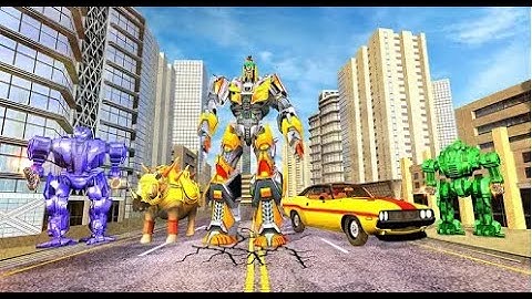 Rhino Robot Transform Car Part-1 | Rescue City Robot Fight Android GamePlay | By Game Crazy