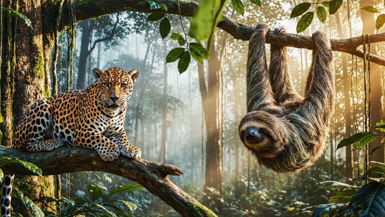 Amazon Wildlife: Slowest Sloth Meets Fierce Jaguar Predator in the ...