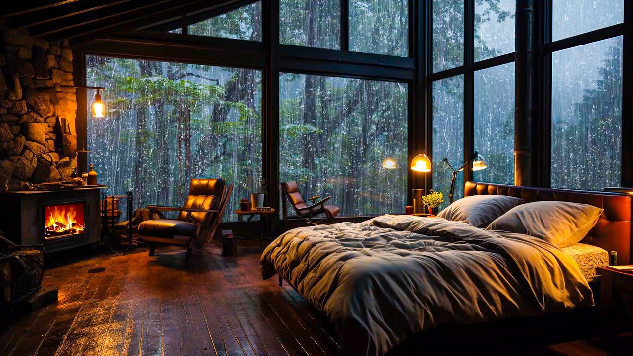 Powerful Rain and Thunder Sounds on Window – Relaxing Storm for Stress Relief, Deep Sleep