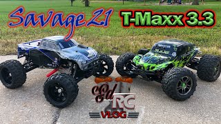 HPI Savage 21 and Traxxas T-Maxx 3.3 NITRO BASH