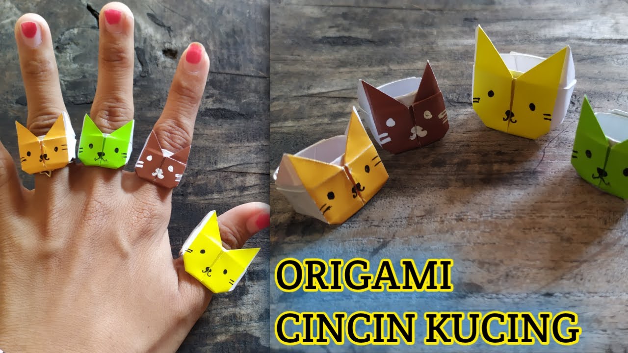 Origami Cincin bentuk Kucing  Cara Membuat Cincin dari Kertas  YouTube