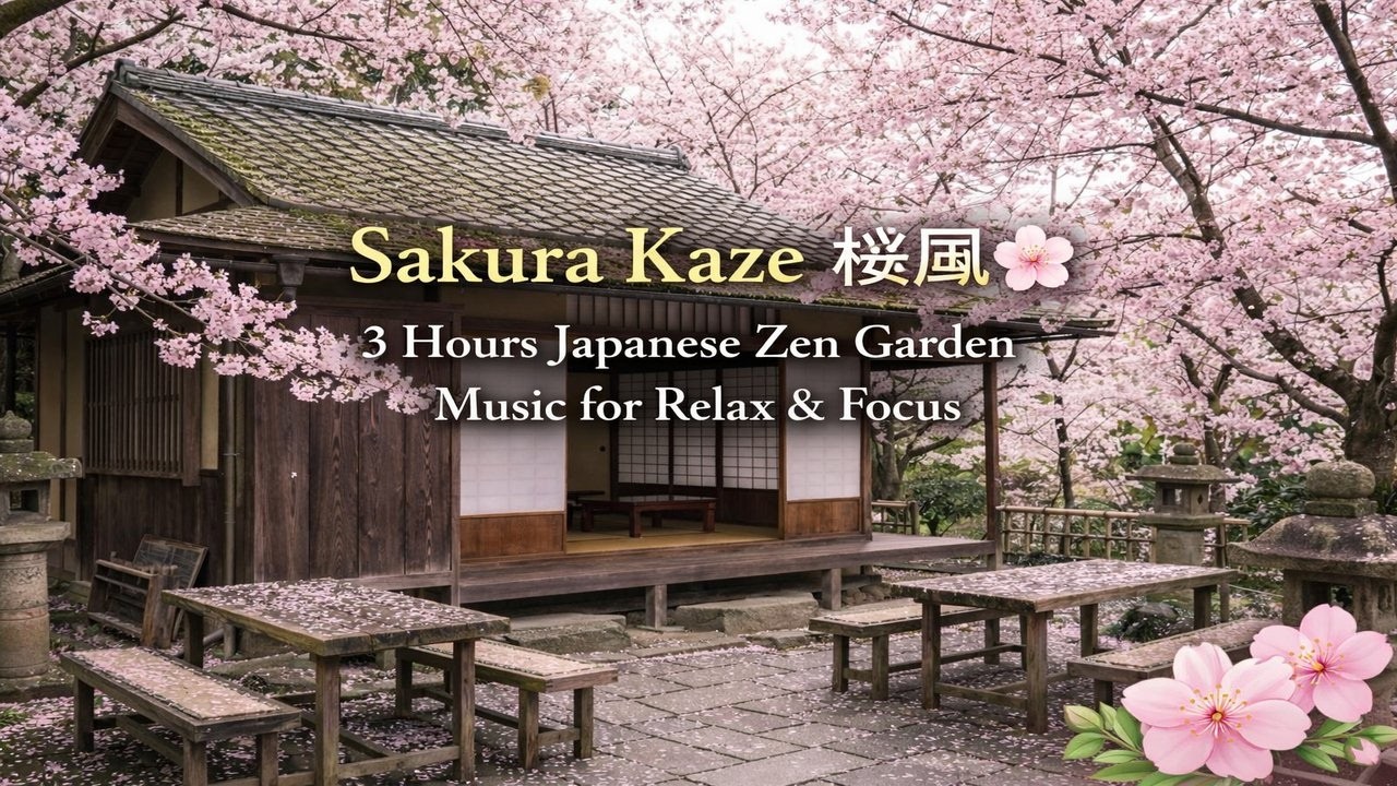 Sakura Kaze 桜風 🌸 3 Hours Japanese Zen Garden Music for Relax & Focus