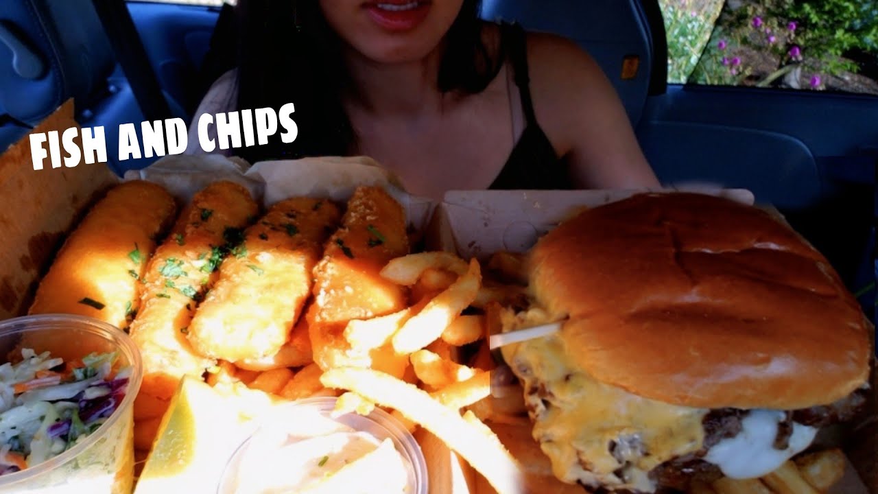 ASMR EATING RIBEYE BEEF DOUBLE CHEESEBURGER FRIES CAR MUKBANG REAL Sound 먹방 TWILIGHT SHOW