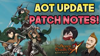 ATTACK ON TITAN Collab Info Is OUT! HUGE UPDATE! | 7/21 Patch Notes! | Seven Deadly Sins Grand Cross