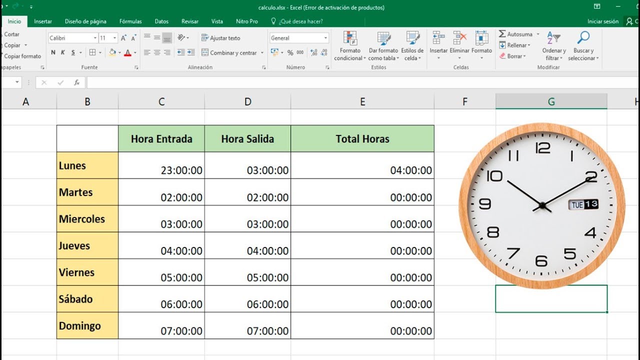 Como calcular horas nocturnas o diurnas en excel - YouTube