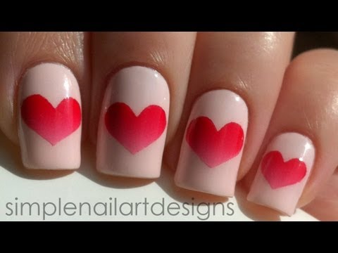 Valentine&#039;s Day Heart Nail Art Tutorial