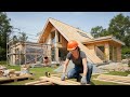We built a unique house in the forest using thousand-year-old pine wood.