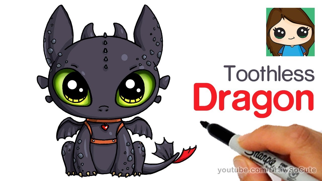 How to Draw a Cute Dragon Easy | Toothless - YouTube