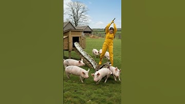 여자들은 닭을 지키기 위해 목숨을 걸고 싸운다! 😱Giant python attacks farm pigs#shorts #pig #snake #animals #funny