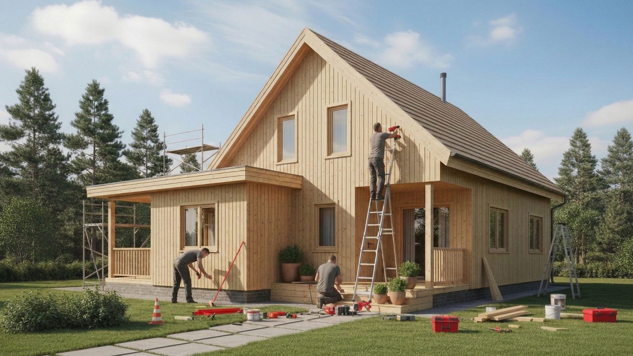 USING NOTHING BUT RAW FOREST WOOD, THEY BUILT AN AMAZING WOODEN HOUSE.