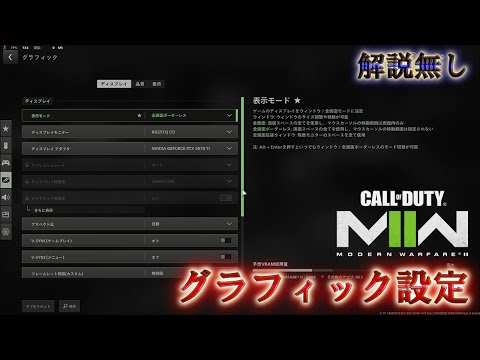 Call of Duty:ModernWarfareII  「グラフィック設定（解説無し）」