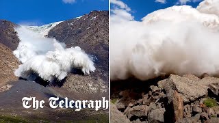 video: Watch: Moment British tourist is swallowed by avalanche – and films it himself