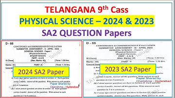 9th class SA2 Science 1 2024, 2023 exam question paper Physical science PS Telangana TG TS Set D88