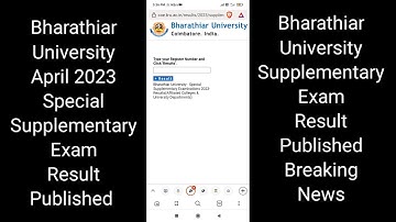 Bharathiar University Special Supplementary 2023 Exam Result Published Breaking News