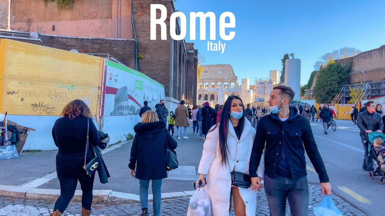 Rome, Italien | Stadstur till Fots 4K | 31 dec. 2021