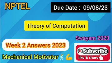 Theory of Computation | Week 2 Quiz | Assignment 2 Solution | NPTEL | SWAYAM 2023