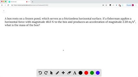A box rests on a frozen pond, which serves as a frictionless horizontal surface. If a fisherman app…