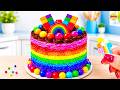 Mini Rainbow Candy Cake 🌈🍬 How To Make Miniature Chocolate Cake Decorating | Mini Cakes