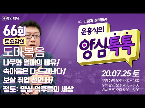 [양심톡톡 Live] <strong>200725</strong> 토요_1부:수련(별똥별)/2부:도마복음/3부:톡톡(66회)_나무와 열매의 비유/속마음은 다 드러난다/보살 취업 선언서/정토: 양심 덕후들의 세상