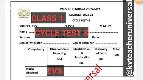 How to Solve cycle test 8 EVS Class 1