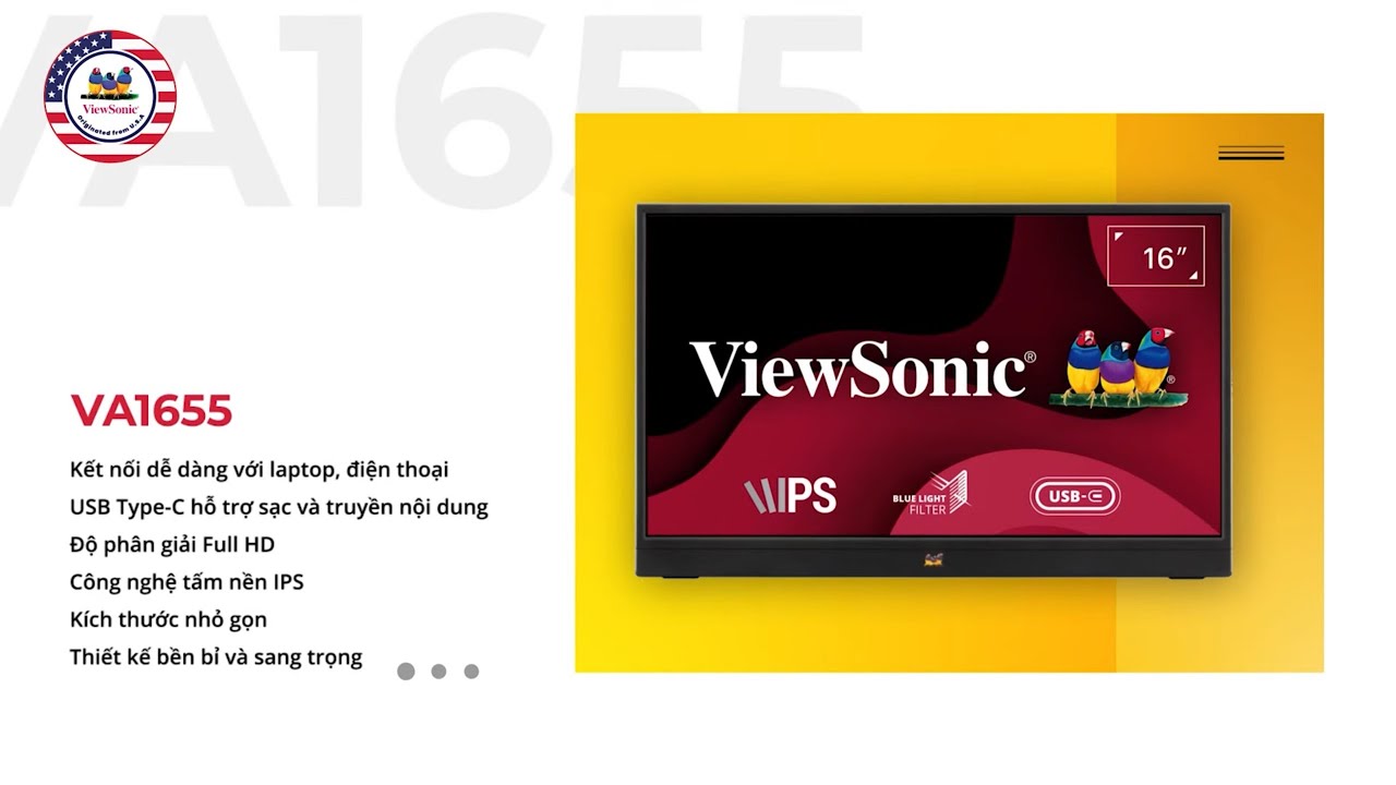 Màn Hình di động ViewSonic VA1655 16 inch FHD IPS 60Hz