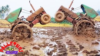 Peak Dangerous Tractor driving skills on muddy soil | Mahindra Vs mahindra tractors are stuck in mud