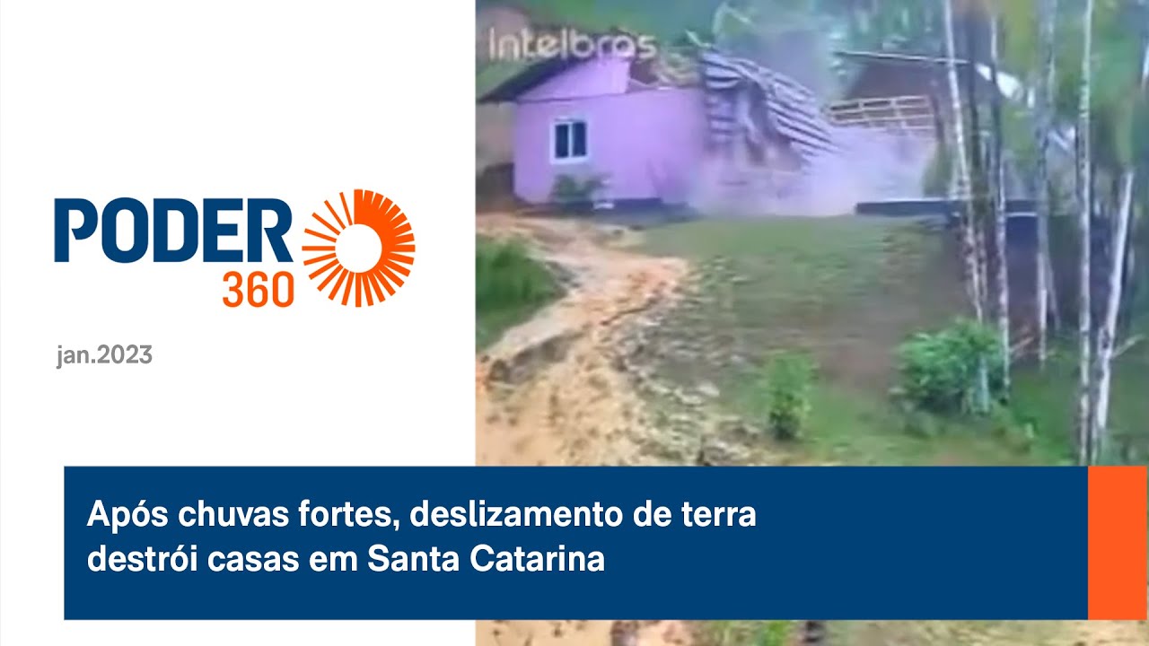 Após chuvas fortes, deslizamento de terra destrói casas em Santa Catarina