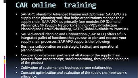 SAP APO Advanced Planner and Optimizer Online Training