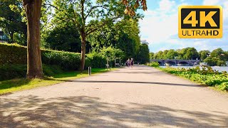 Sunny summer bike ride around the Alster in Hamburg (4K) HDR - Bike ride during COVID-19