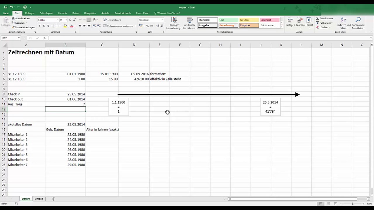 New Excel: Rechnen mit Datum in Excel