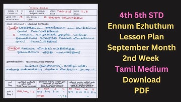 4th 5th Ennum Ezhuthum Lesson Plan September Month 2nd Week Tamil Medium