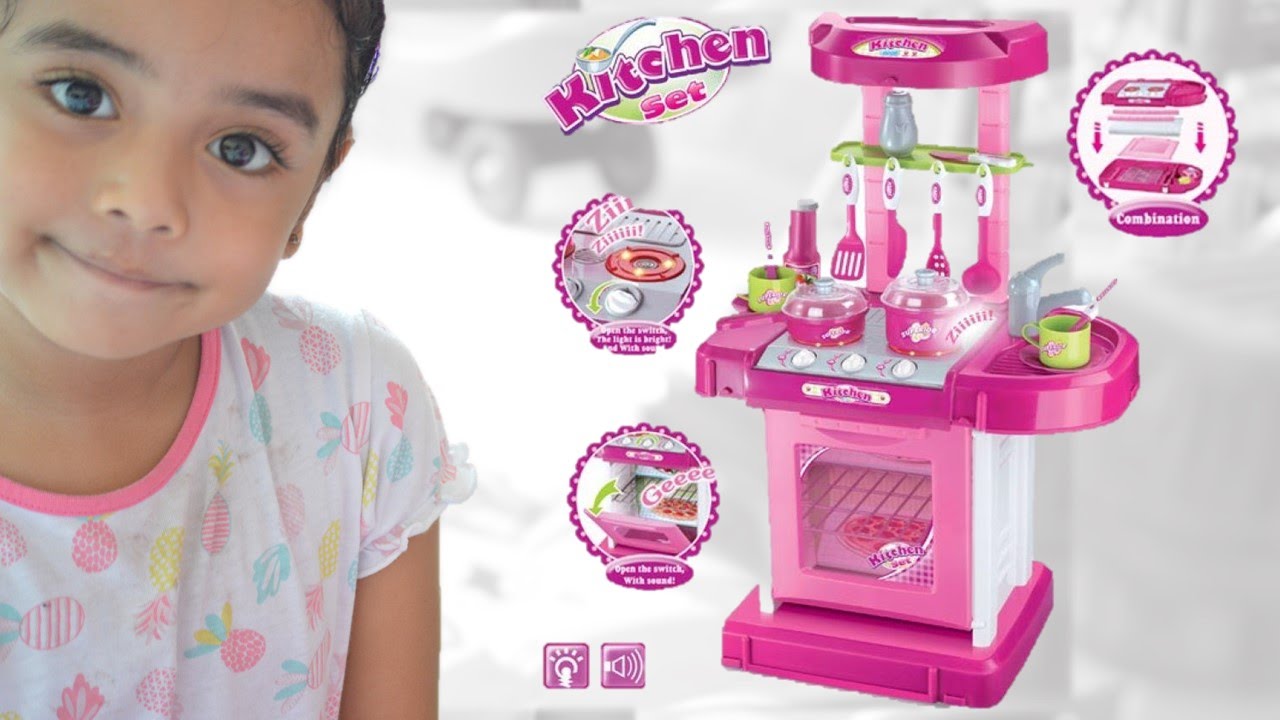 Little Girl S Toy Kitchen Set Unboxing And Playing Time Alyannah