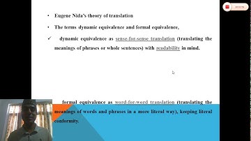Formal and Dynamic equivalence in Translation by Eugene Nida