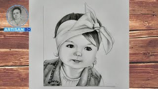 how to draw a cute baby girl for BEGINNERS - step by step | Pencil Sketch