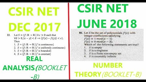 CSIR NET DEC 2017, JUNE 2018 MATHS (ONLINE DOUBT CLASS)NUMBER THEORY(Q.86), REAL ANALYSIS(Q.22)