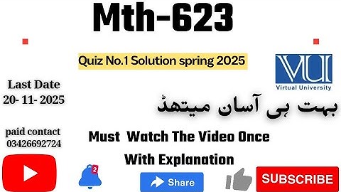 MTH623 - Tensor Analysis and its Applications (Quiz # 1) 💯 Percent Correct Paid Whatsapp 03426692724