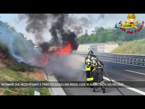 IN FIAMME DUE MEZZI PESANTI E TRAFFICO DA BOLLINO ROSSO: CODE IN AUTOSTRADA | 03/06/2025