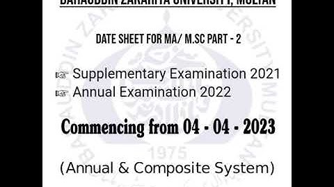 BZU MA/MS.c Date Sheet for Part 2 ( Annual System) | Clifton Studio