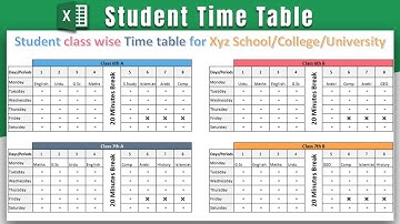 Making Student Timetable Class wise in Ms Excel 2019 | How to Create Students Time table in Excel