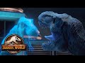 T Rex (Rexy) roars at her hologram| Jurassic World Camp Cretaceous Season 2