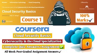 Cloud Security Basics | Coursera | Cybersecurity in the Cloud Specialization | Course 1 Quiz Answers