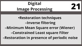 Restoration techniques  Digital Image Processing in Hindi UrduLECTURE 21