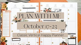 Plan With Me//October 17-23//Classic Vertical Happy Planner