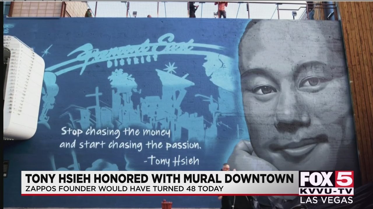 Tony Hsieh honored with mural in downtown Las Vegas - YouTube