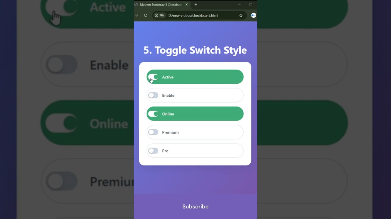Bootstrap 5 Toggle Switch Checkbox UI!