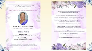 Funeral Service of Rita Dantes | 23rd June 2025, 1pm IST onwards
