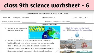 class 9 science worksheet number 6 English medium medium|16-7-21 science worksheet; English medium