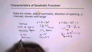 Characteristics of Quadratic Function From Vertex Form