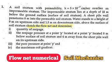 sketch flow net | Quantity of seepage | soil Mechanics Numerical | Most important Questions